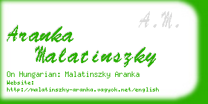 aranka malatinszky business card